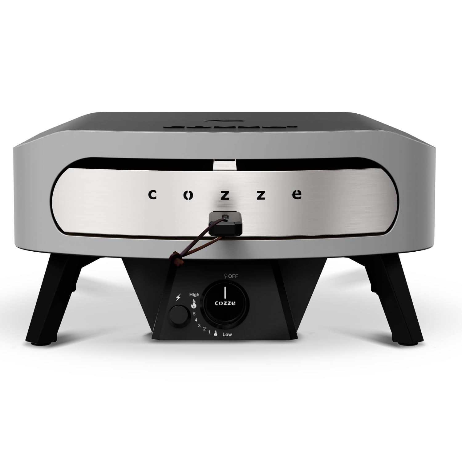 cozze 17" Großer Pizzaofen Gas Outdoor (50mbar) - Pizza Backofen mit Regulator für Familienpizzen – Inkl. Gasschlauch & Regler – 8,0 kW U-Brenner – für Garten & Terrasse